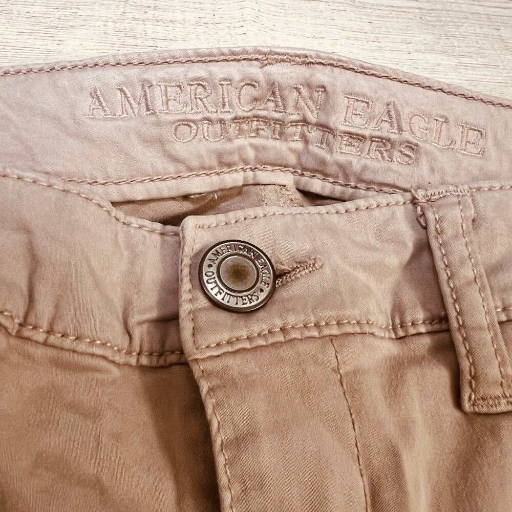 American Eagle Outfitters Tan Moto Jegging Ankle Super Stretch Pants Size 8 - Picture 8 of 13